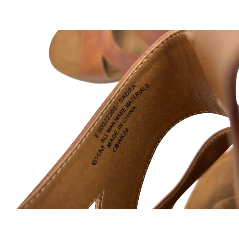 EuroSoft by Sofft Sadra Luggage Brown Cork Wedge Sandals Womens 6.5 M ES0022300